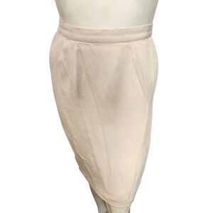 Vintage Silk Pencil Skirt Womens 8 Beige Champagne Y2K Minimalist Midi